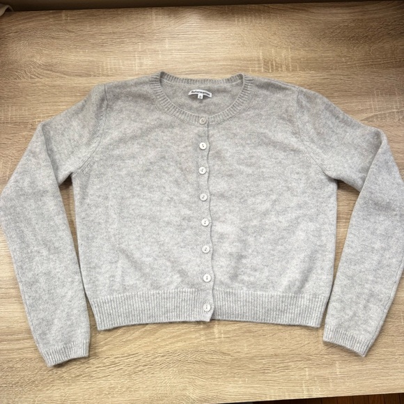 Reformation Clara Cashmere Crew Cardigan in Light Grey Medium - Picture 6 of 17